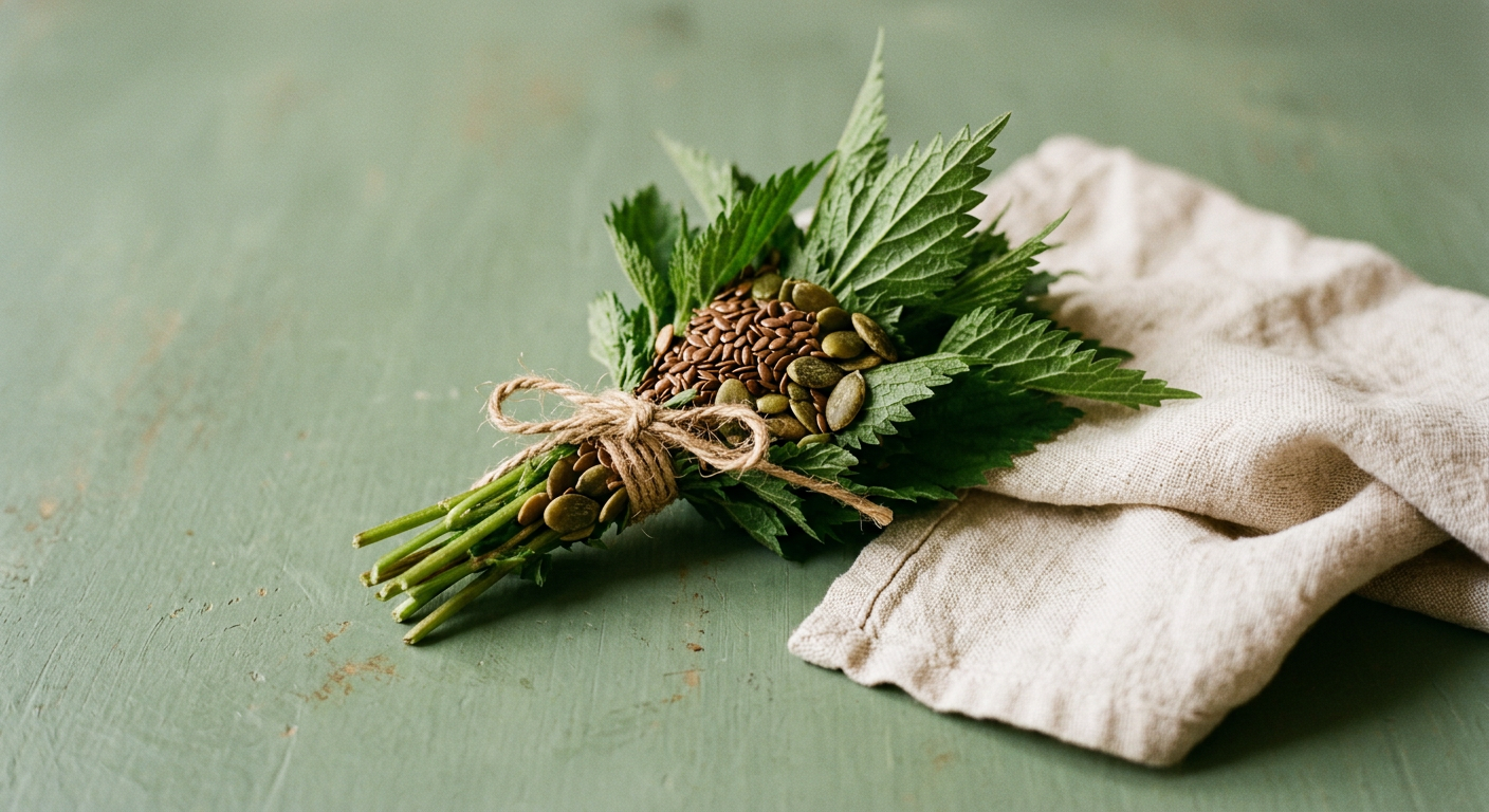 A small bundle of everyday herbs and seeds